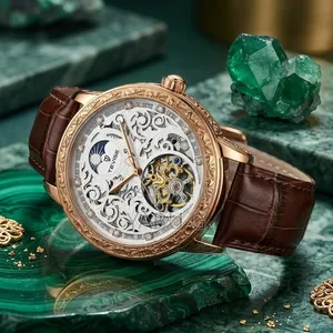 TEVISE Tourbillon Skeleton Watches Mens Mechanical Automatic Wrist
