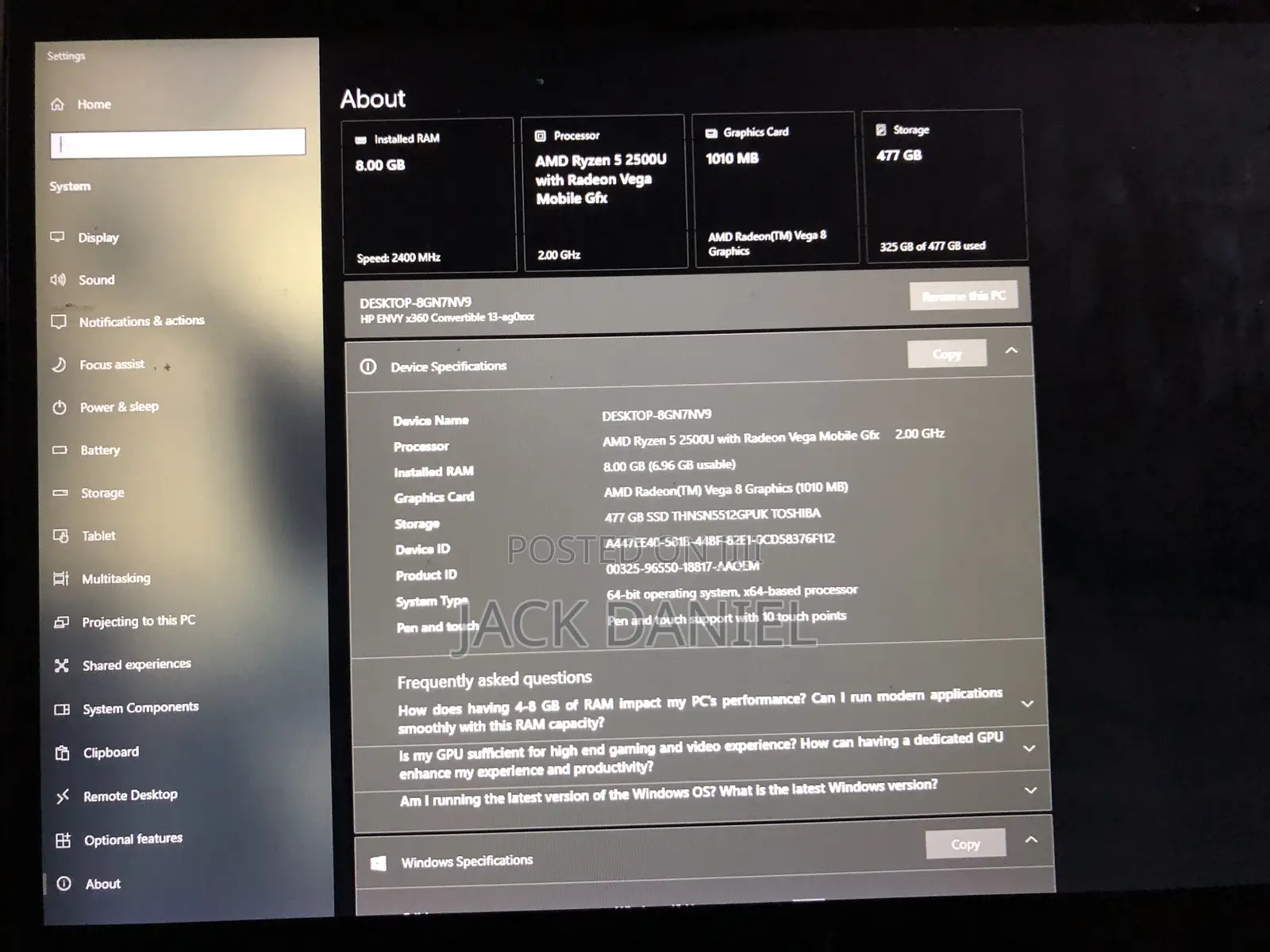 Laptop HP Envy x360 8GB AMD Ryzen 5 SSD 500GB