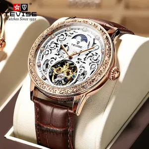 TEVISE Brand Mens Watches Skeleton Big Dial