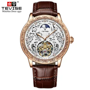 TEVISE Brand Mens Watches Skeleton Big Dial