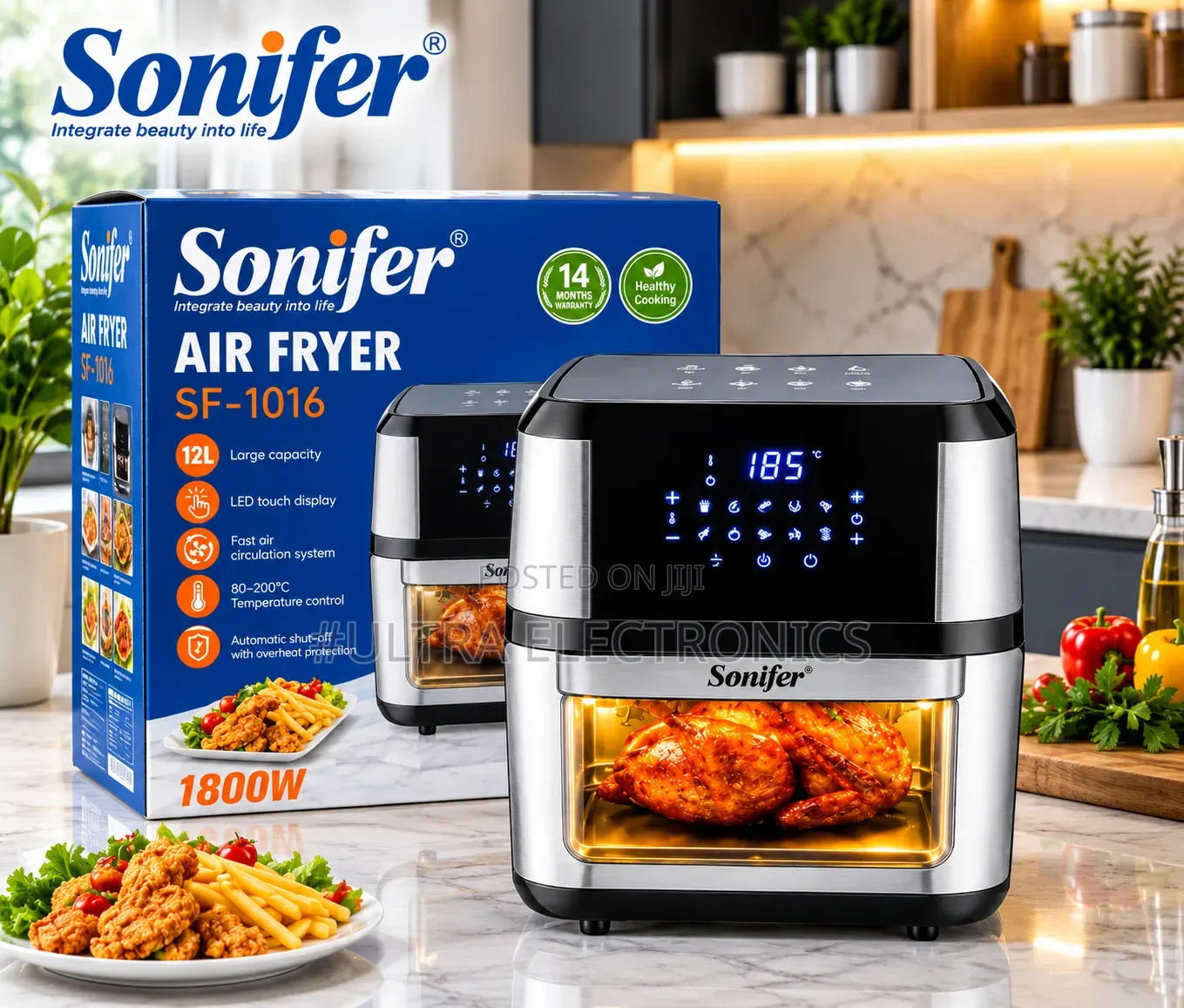 Sonifer Sf-1016 Digital Air Fryer – 12l 
 Powerful