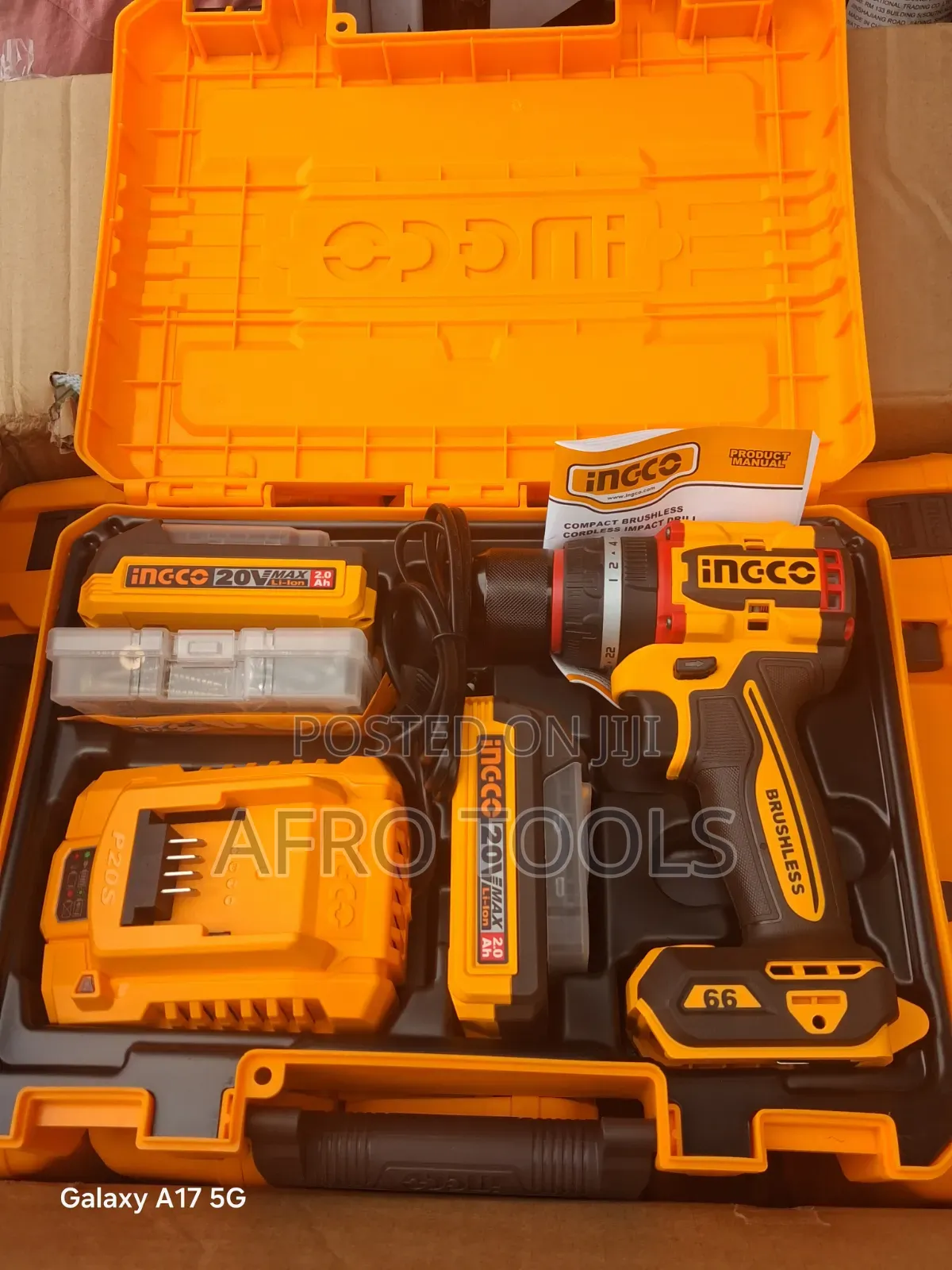 INGCO ቻርጀብል ድሪል 20V Lithium-Ion Rechargeable Drill - 66Nm Drill