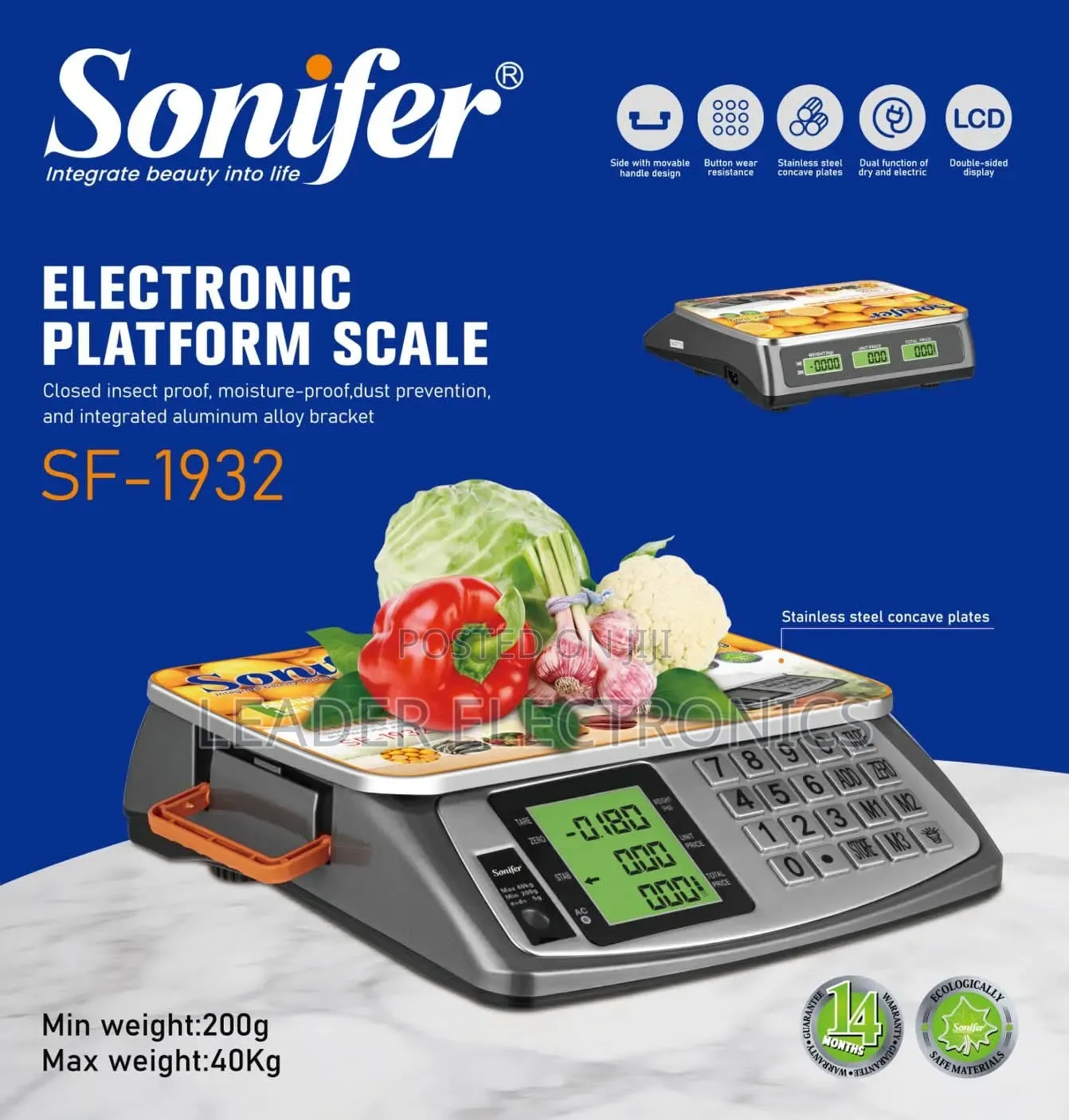 Sonifer 40KG Digital Platform Scale – Accurate Weighing, Strong