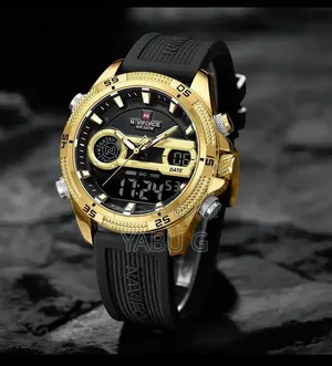 Naviforce Dual-Display Analog-Digital Quartz Watch in a Gold and Black