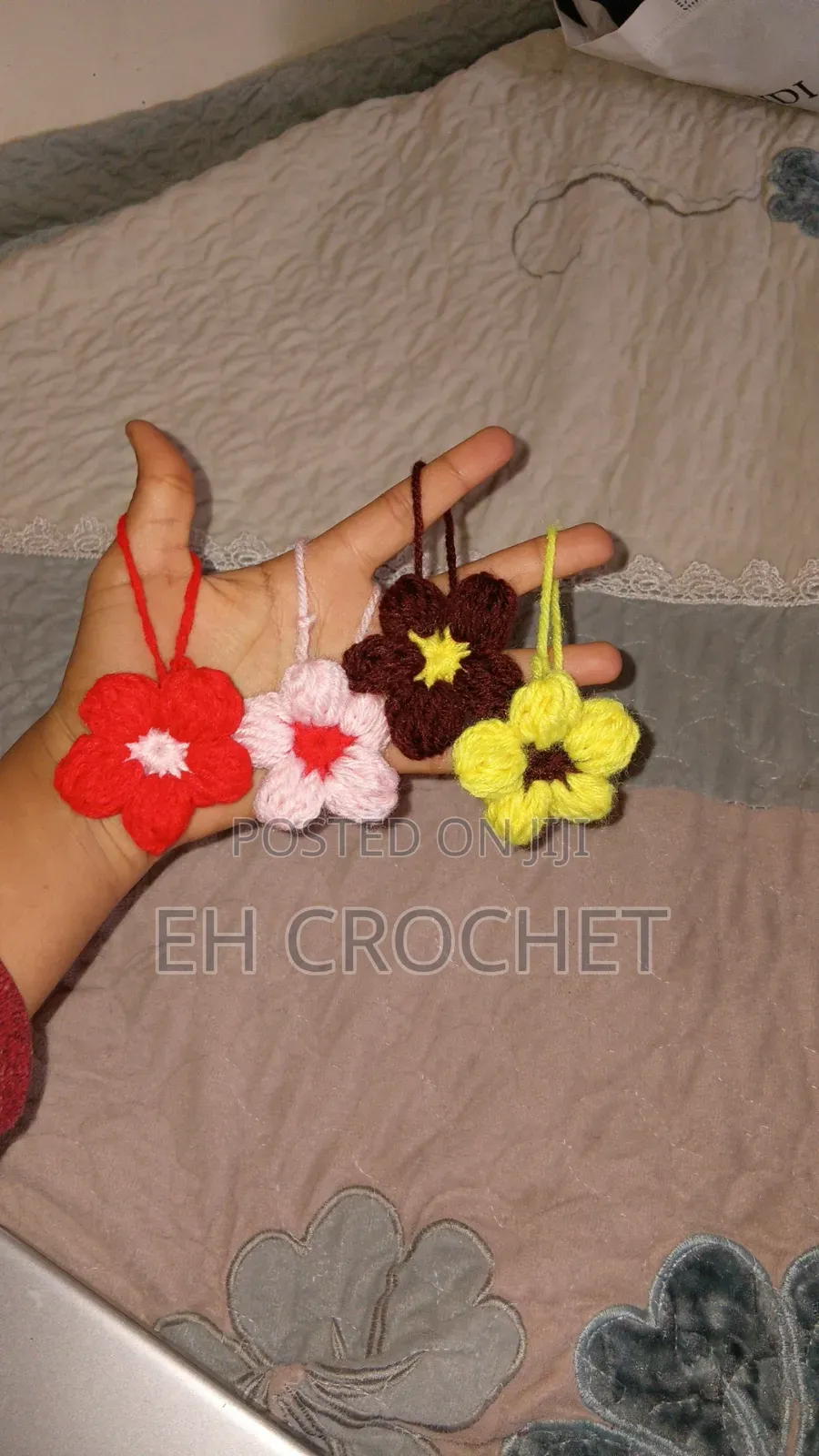 Cute Handmade Crochet Flower Keychains / Bag Charms