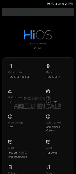 Tecno Camon 18 P 128 GB Black