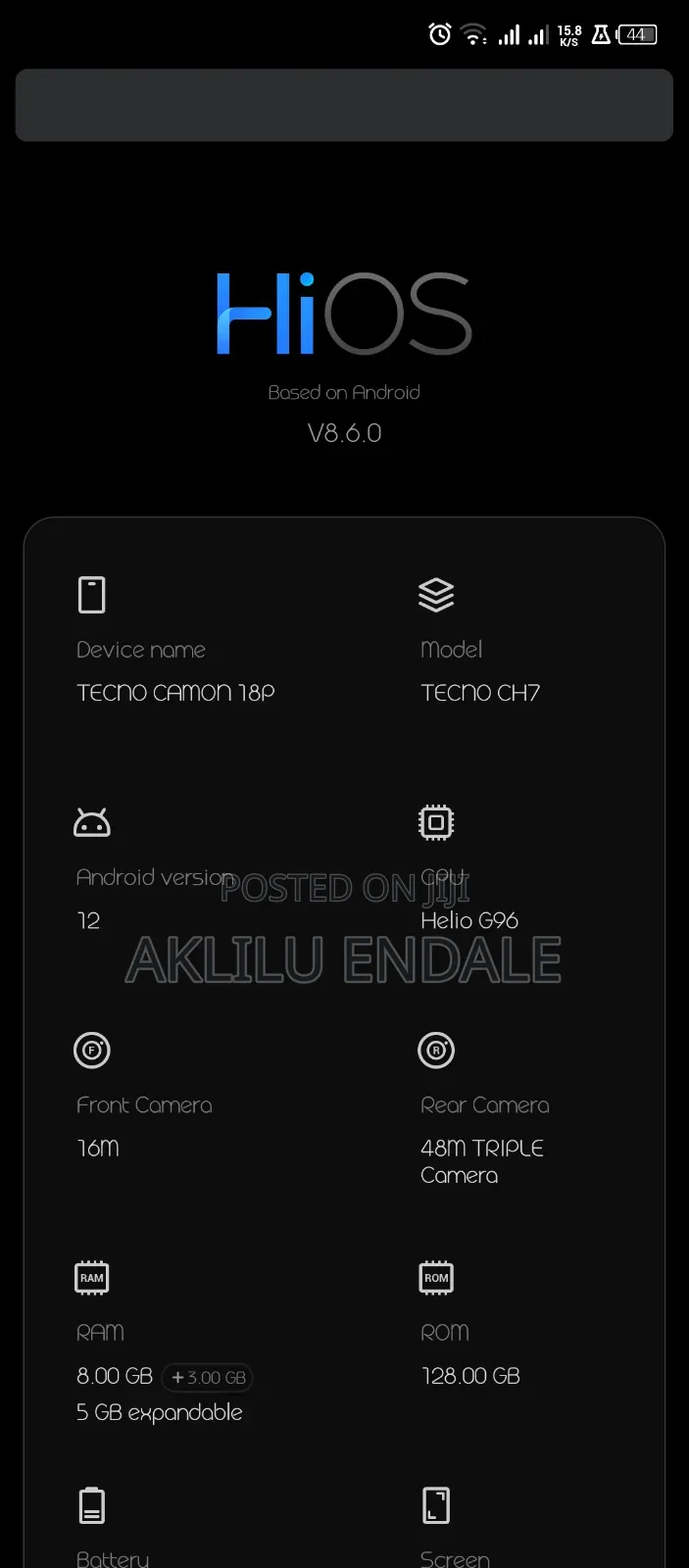 Tecno Camon 18 P 128 GB Black