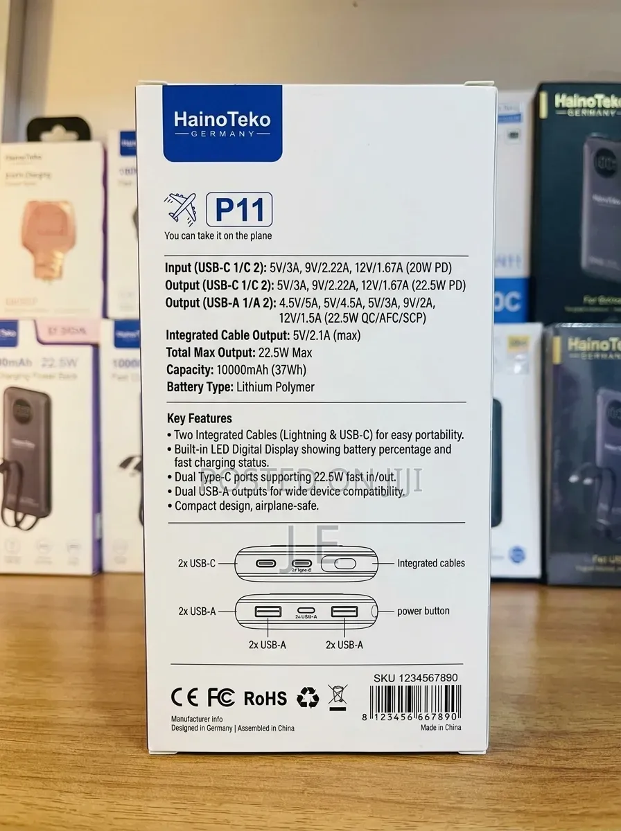 HainoTeko P11 10000mAh 22.5W Fast Charging Power Bank