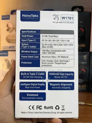 Haino Teko W1701 Ultra-Fast Magnetic Power Bank.