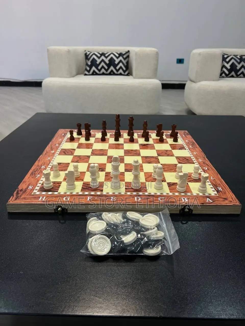 3in1 Wooden Chess Game Set | 50cm X 50cm Chess+ Checkers + Backgammon