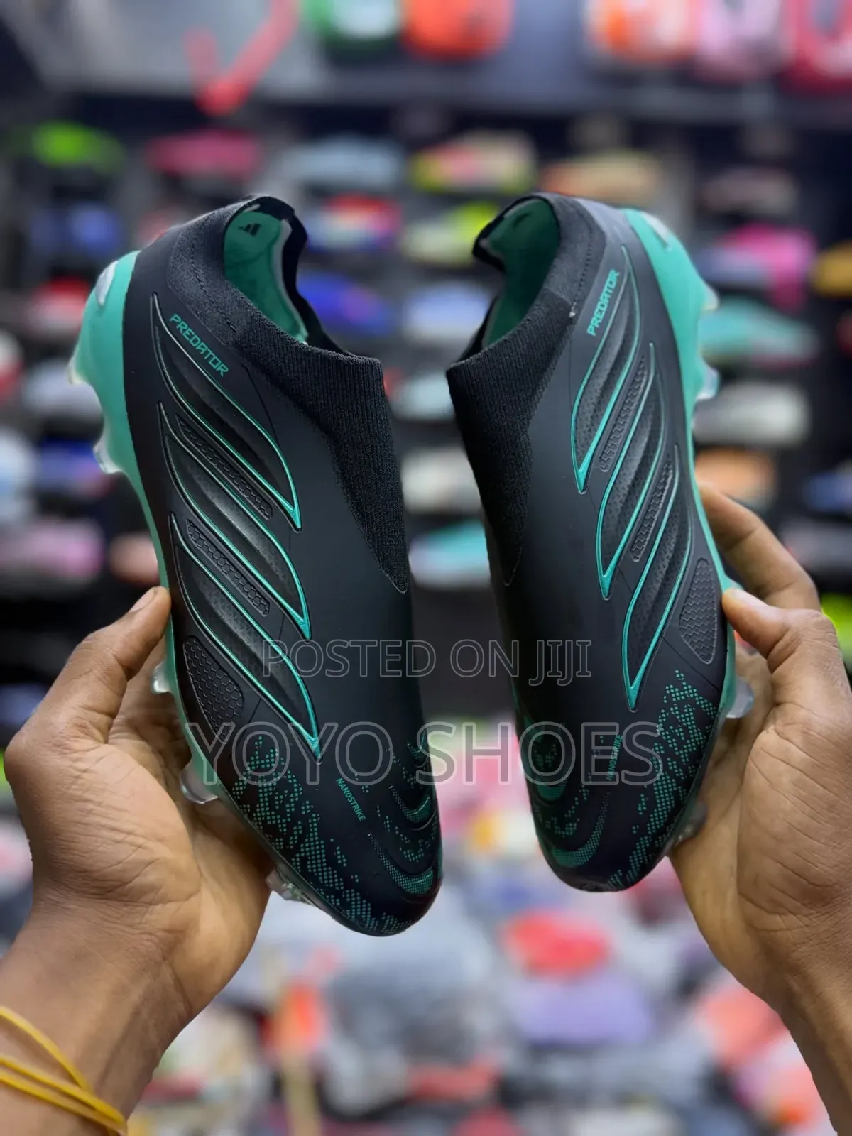 Adidas Predator Elite Laceless Firm Ground Football Black Teal/Aqua