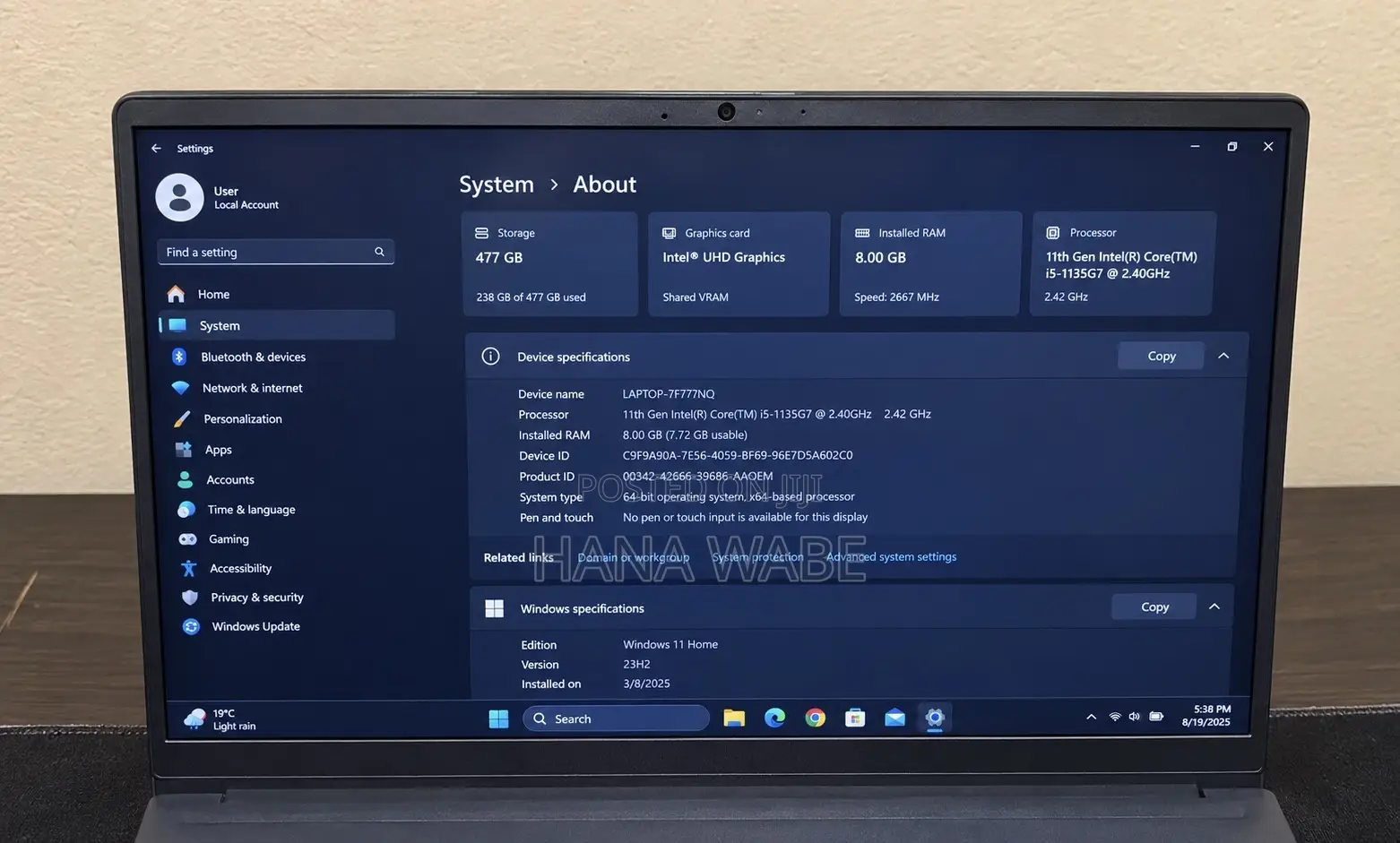 Laptop Dell Inspiron 15 8GB Intel Core i5 SSD 256GB
