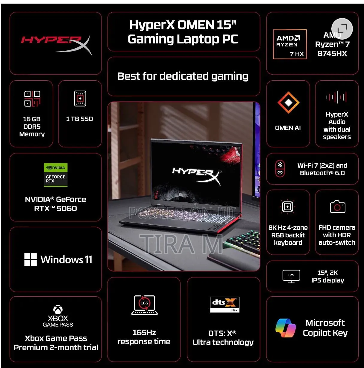 New Laptop HP Omen 15 16GB Intel Core Ultra 7 SSD 1T