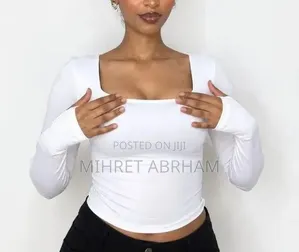 Square-Neck Long-Sleeve Crop Top
