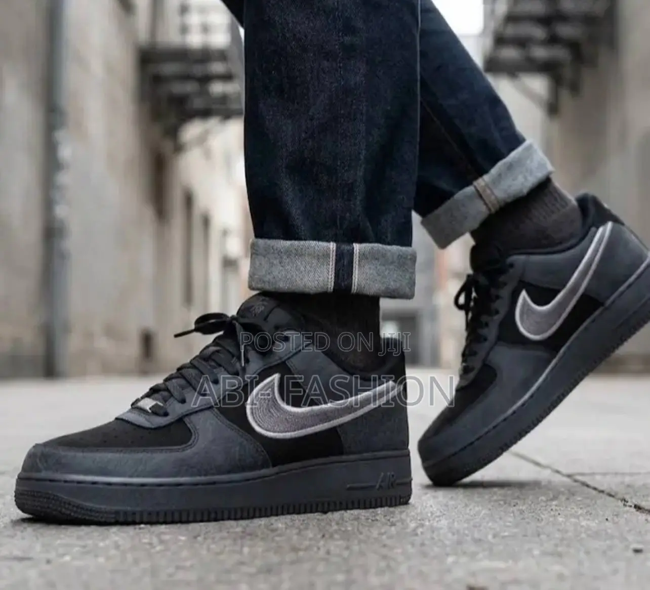 Nike Air Force 1 Black Gray Fashion Shoes | New Arrival