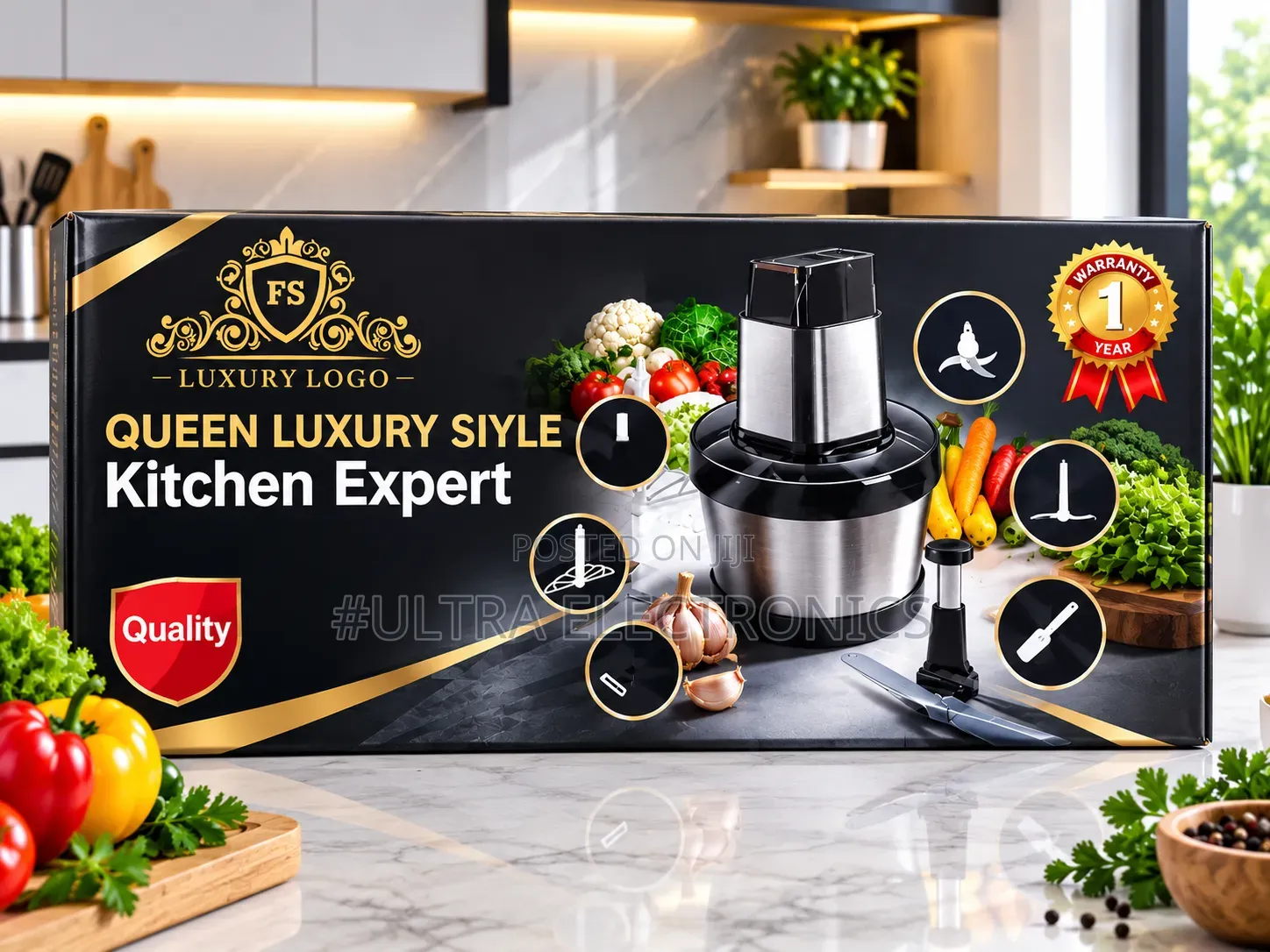 Queen Luxury Style Kitchen Expert – Food Processor & Meat Grinder