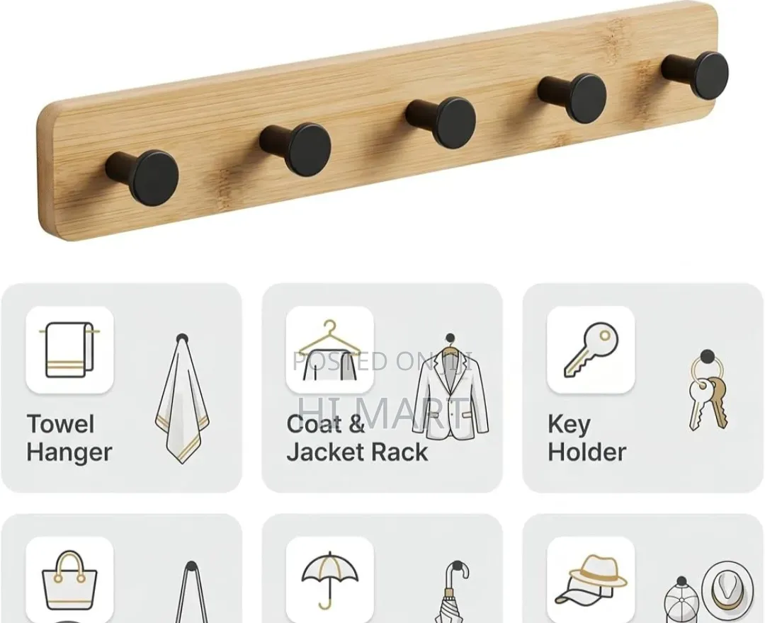 Wall Mounted Bamboo Coat Rack Hook