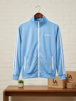 Men's Light Blue Los Angeles Style Track Jacket