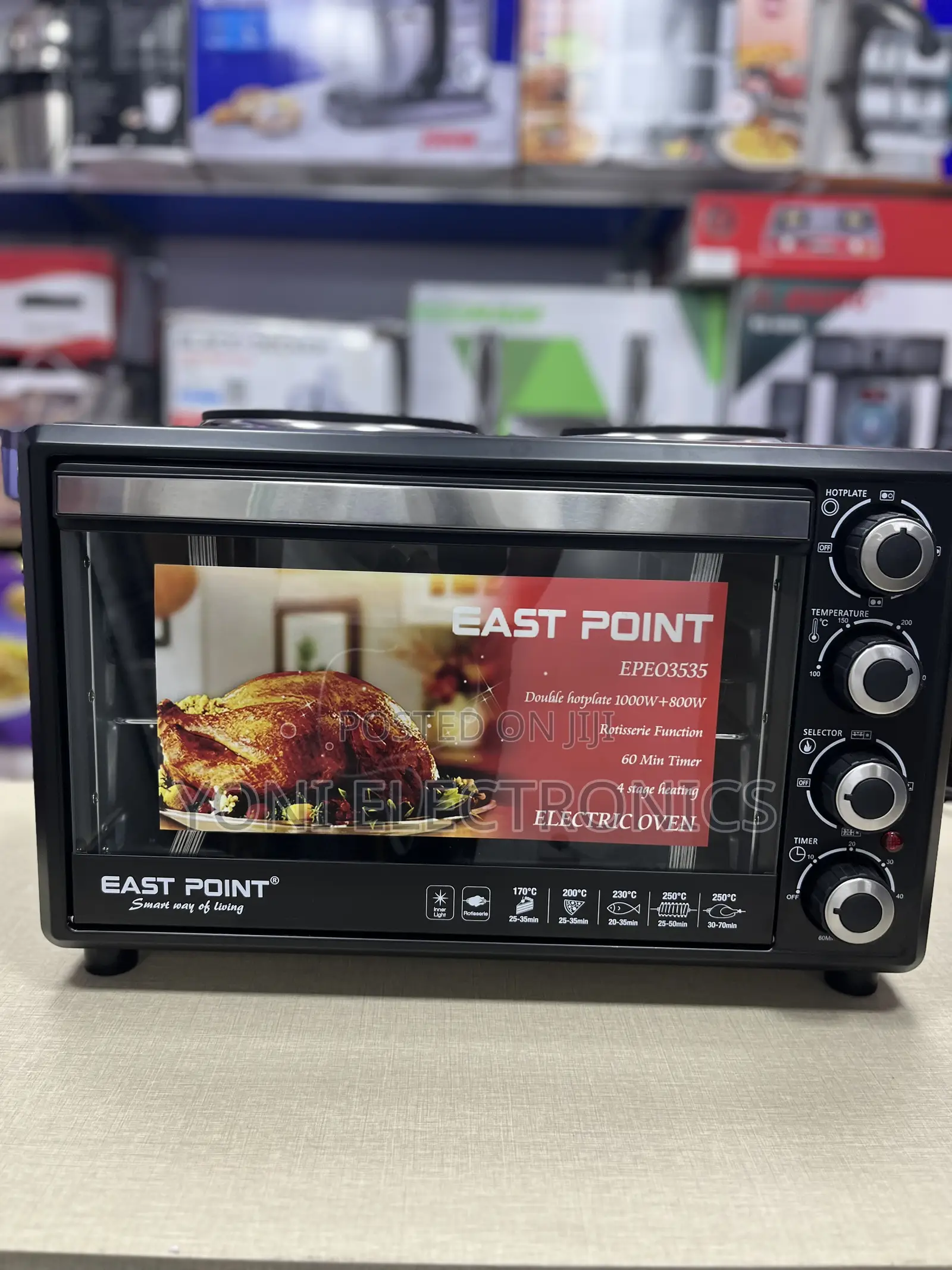 East Point Electric Oven With Double Hotplate & Rotisserie