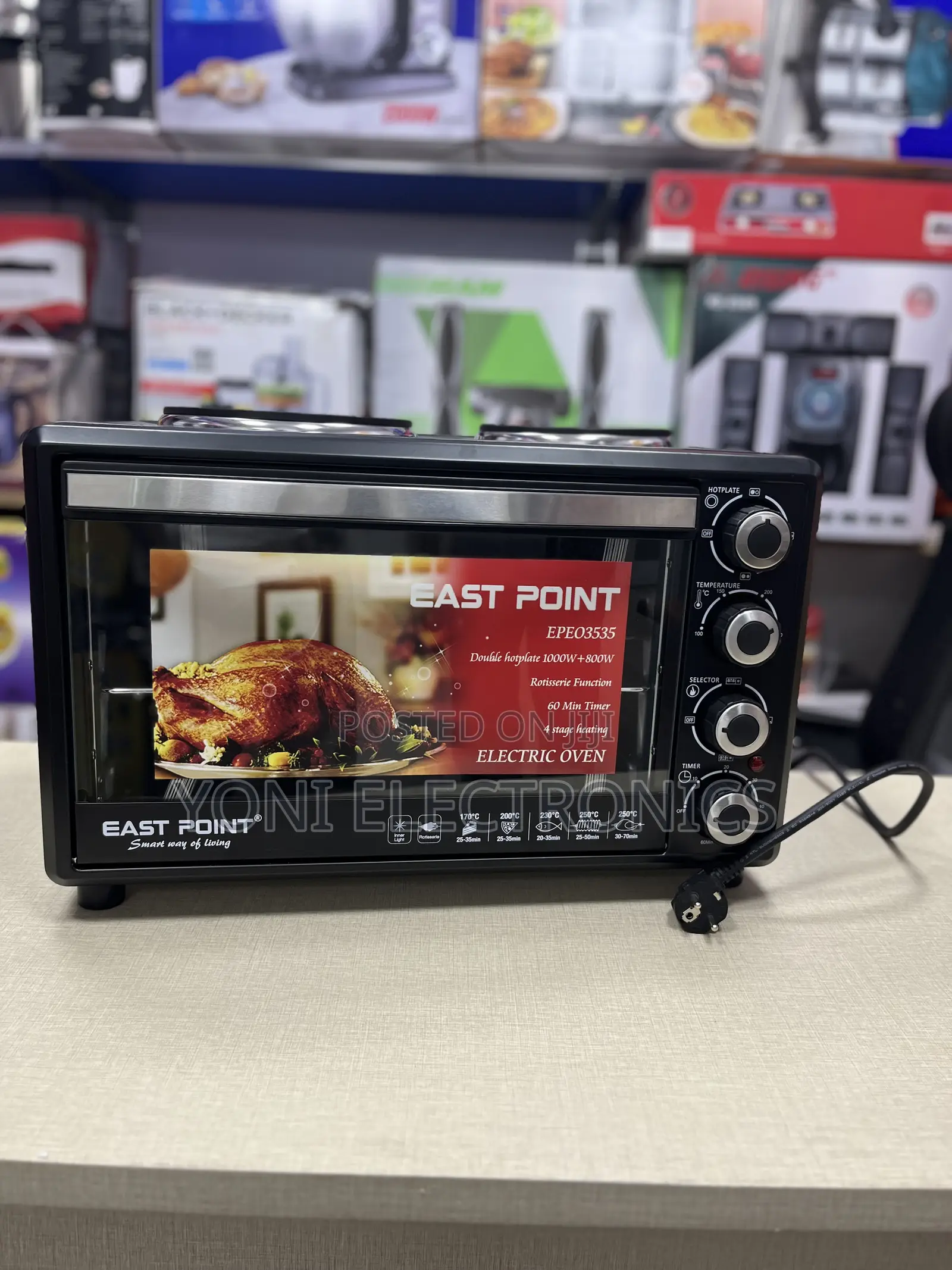 East Point Electric Oven With Double Hotplate & Rotisserie