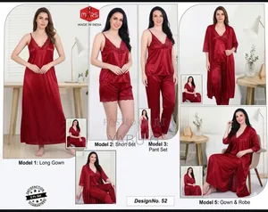 5 Piece Bridal Nighty Jersey Silk Pyjama