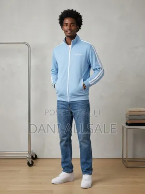 Men's Light Blue Los Angeles Style Track Jacket