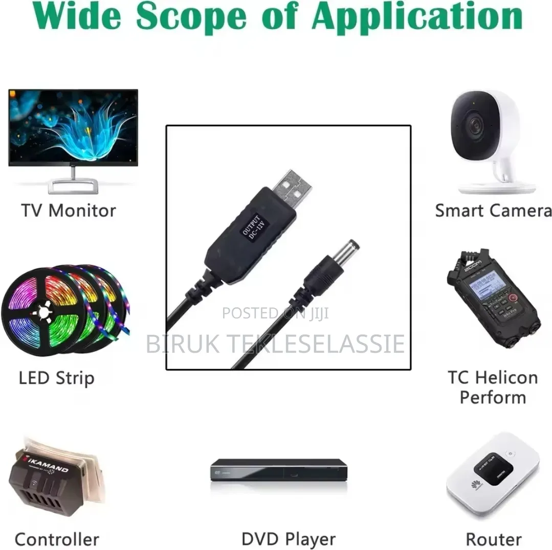 USB Wifi to Power Bank Cable 12 & 9 Volt