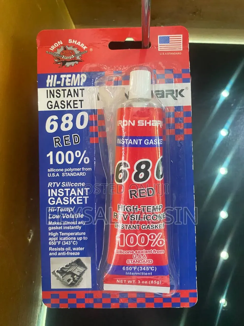 IRON SHARK 680 Red Hi-Temp RTV Silicone Instant Gasket - 3 Oz (85g)