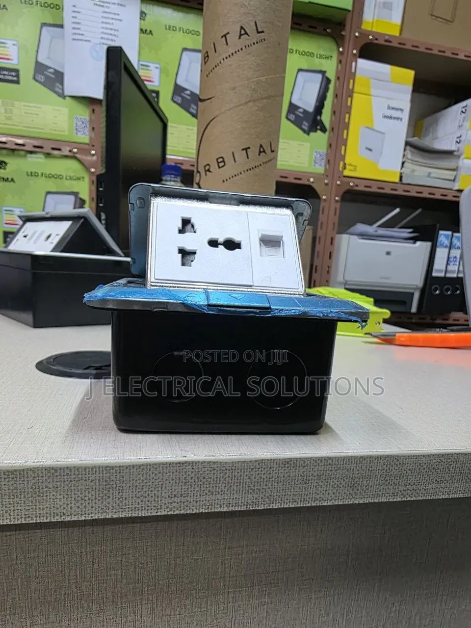 Heavy-Duty Pop-Up Floor Socket Box With Universal Power & Data Port
