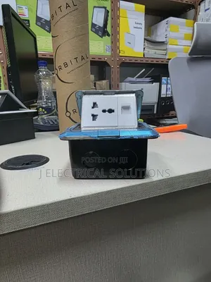Heavy-Duty Pop-Up Floor Socket Box With Universal Power & Data Port