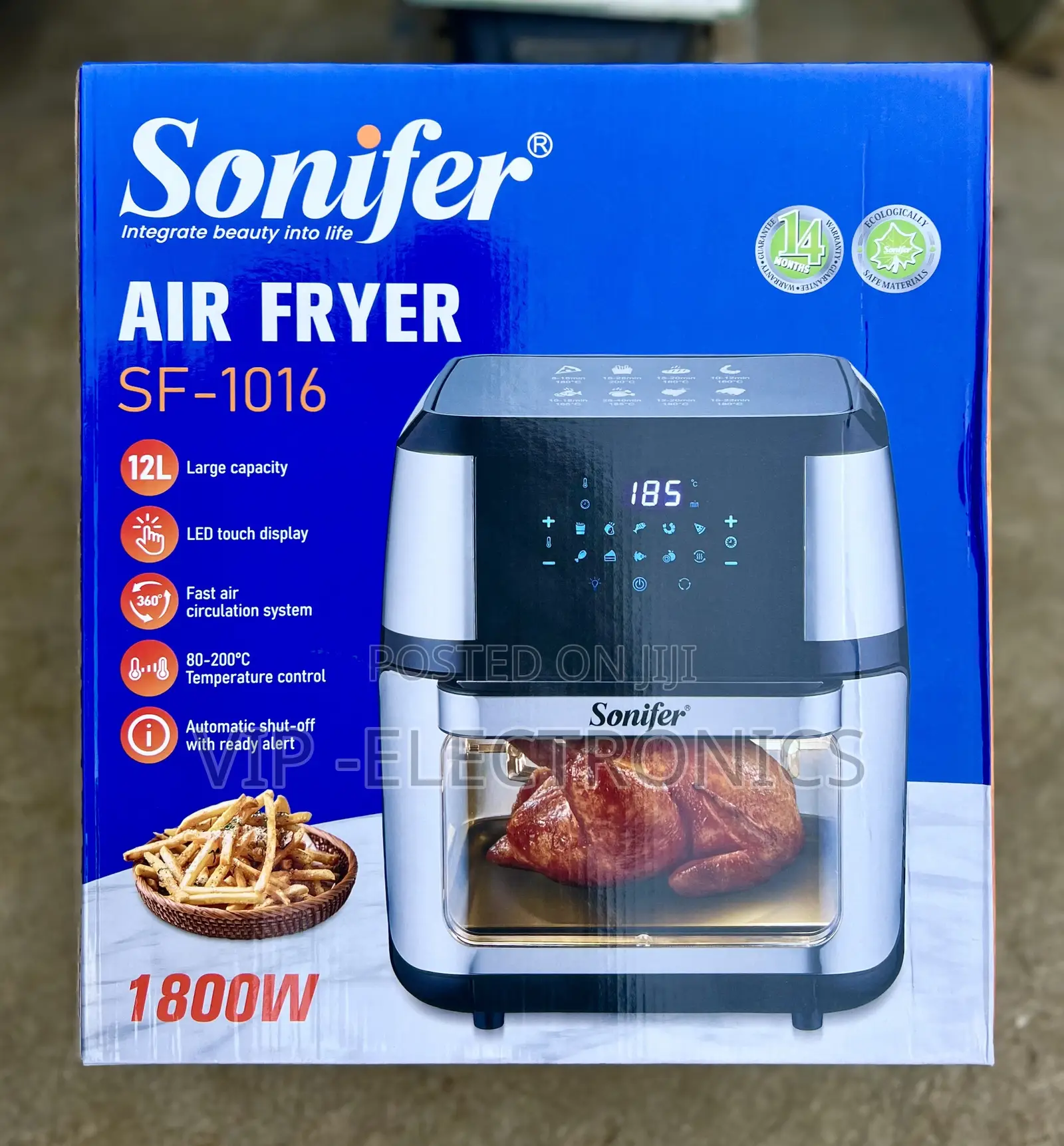 Sonifer Air Fryer Oven Spacious 12-Liter Capacity, Powerful 1800W