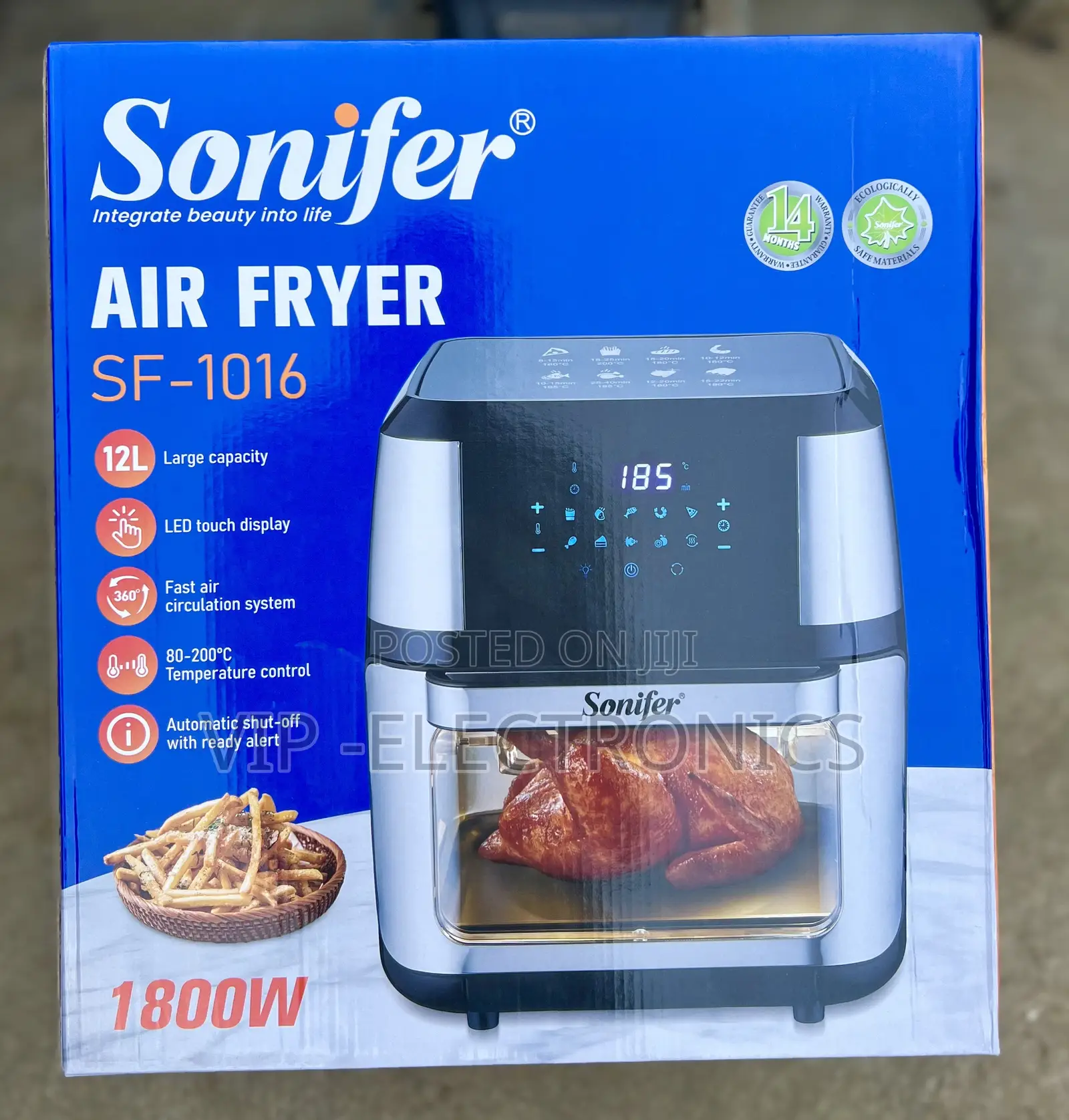 Sonifer Air Fryer Oven Spacious 12-Liter Capacity, Powerful 1800W
