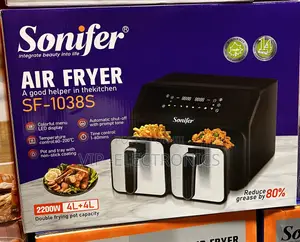 Sonifer Air Fryer Dual Basket Digital Air Fryer 8L (4L+4L) – 2200W LED