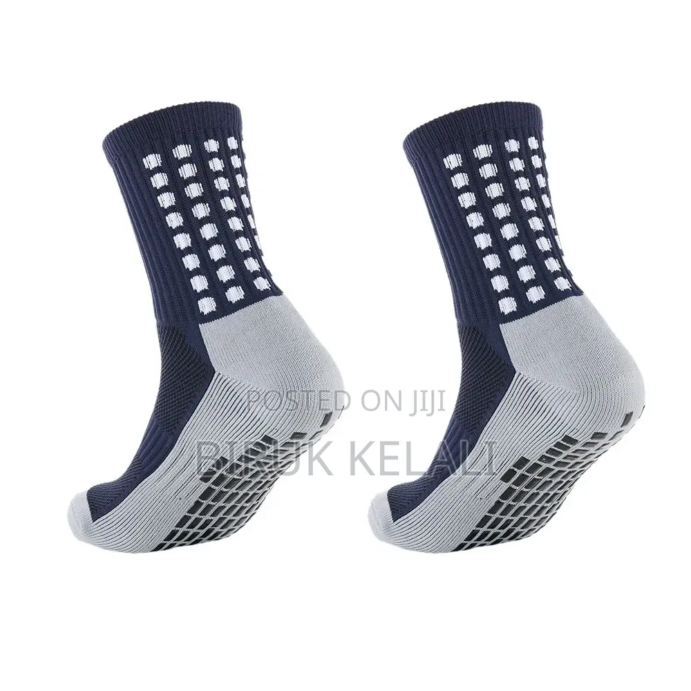 Grip Socks Featuring Grey Heels and Toes, Segmented Black Anti-Slip