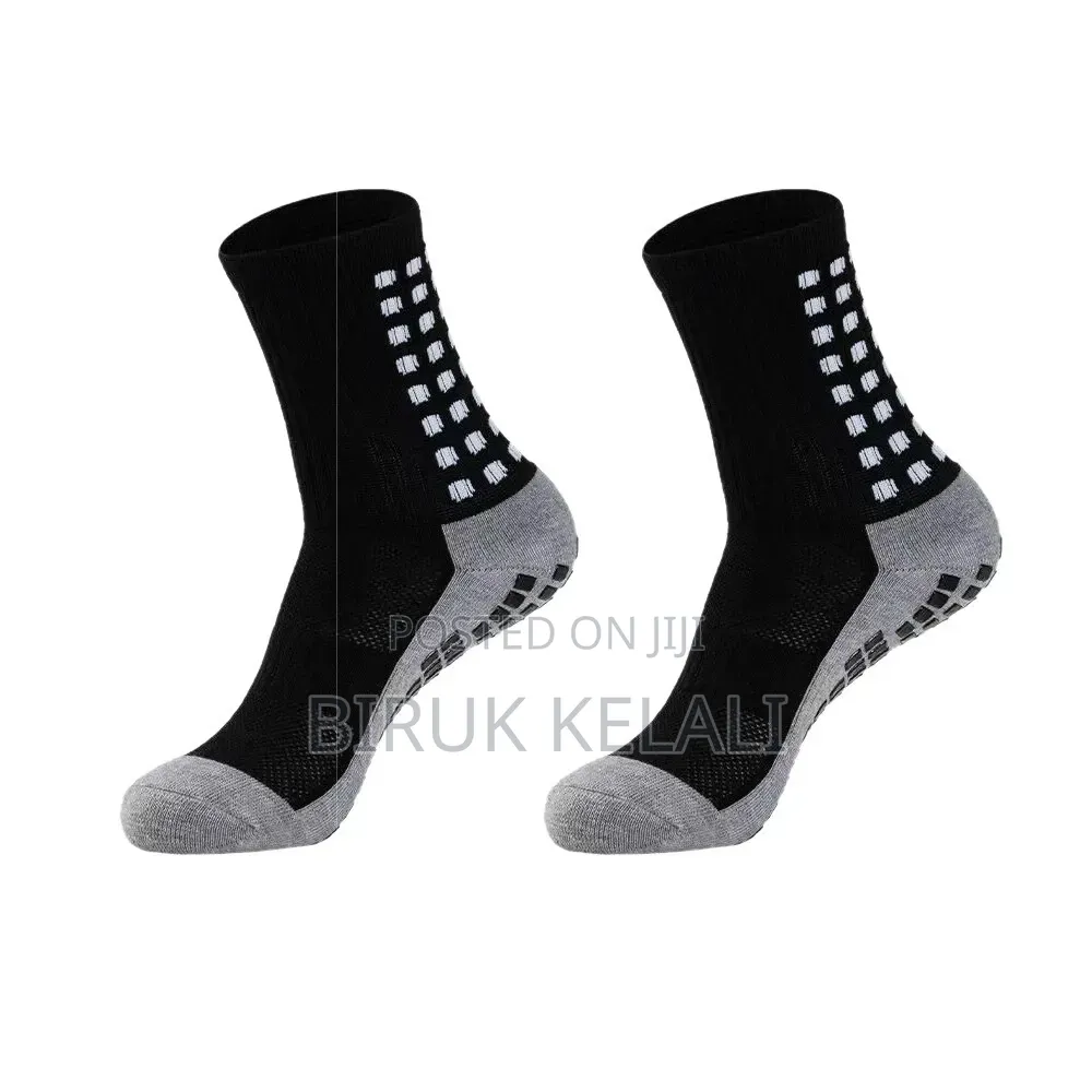Grip Socks Featuring Grey Heels and Toes, Segmented Black Anti-Slip