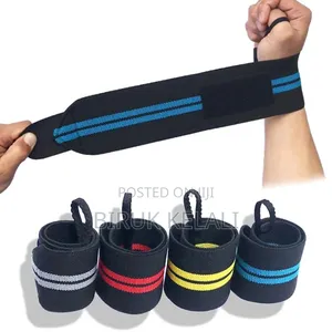 Adjustable Black and Blue Weightlifting Wrist Wrap With a Thumb