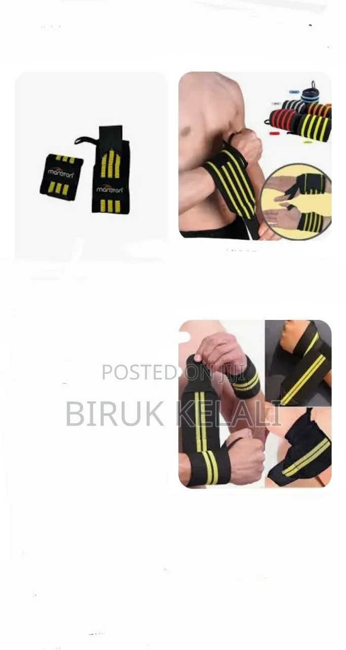 Adjustable Black and Blue Weightlifting Wrist Wrap With a Thumb