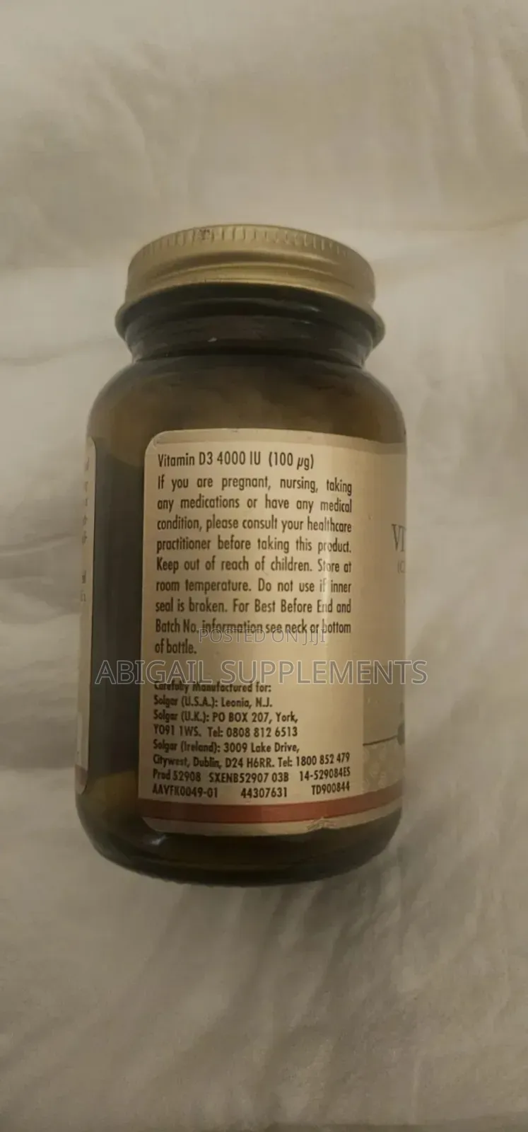 Original Solgar Vitamin D3 (4000 IU) 120 Capsules