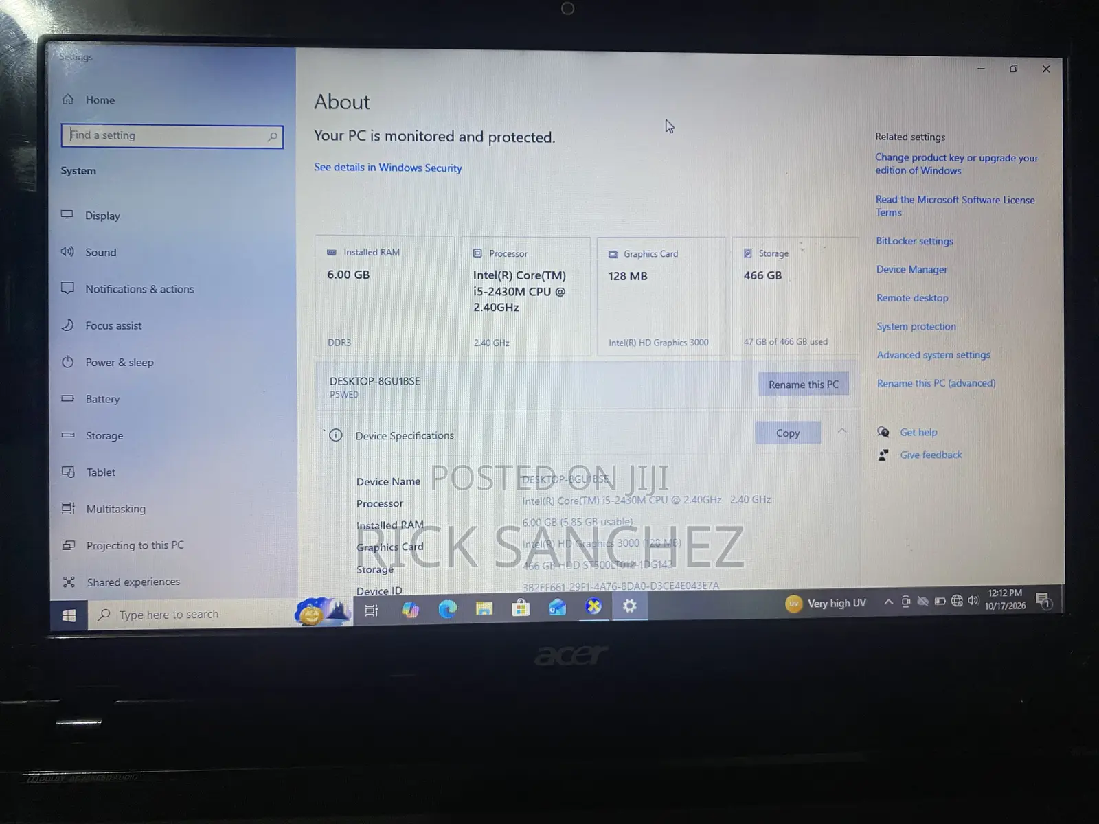 Laptop Acer Aspire 5750 6GB Intel Core i5 HDD 500GB