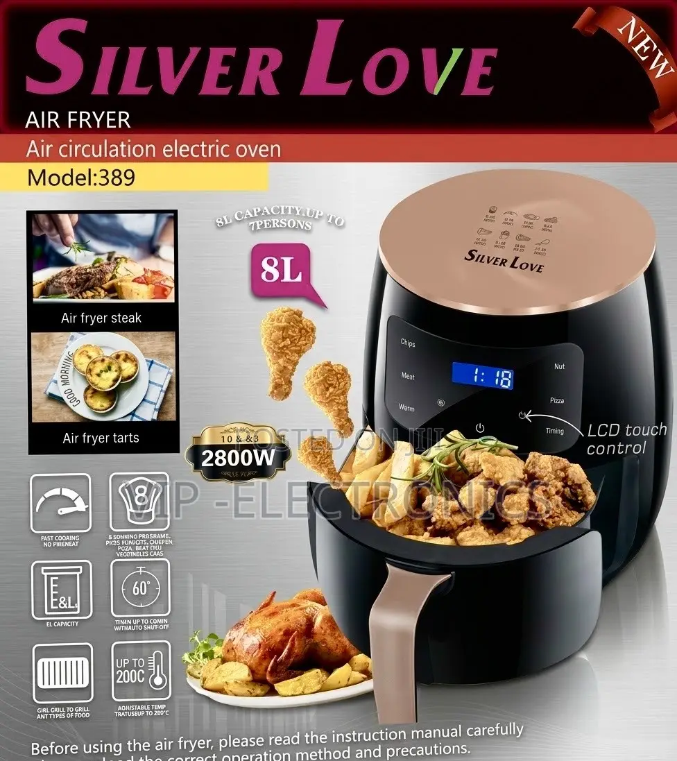 Silver Love 8L Air Fryer Electric Oven (2800W) – Touchscreen