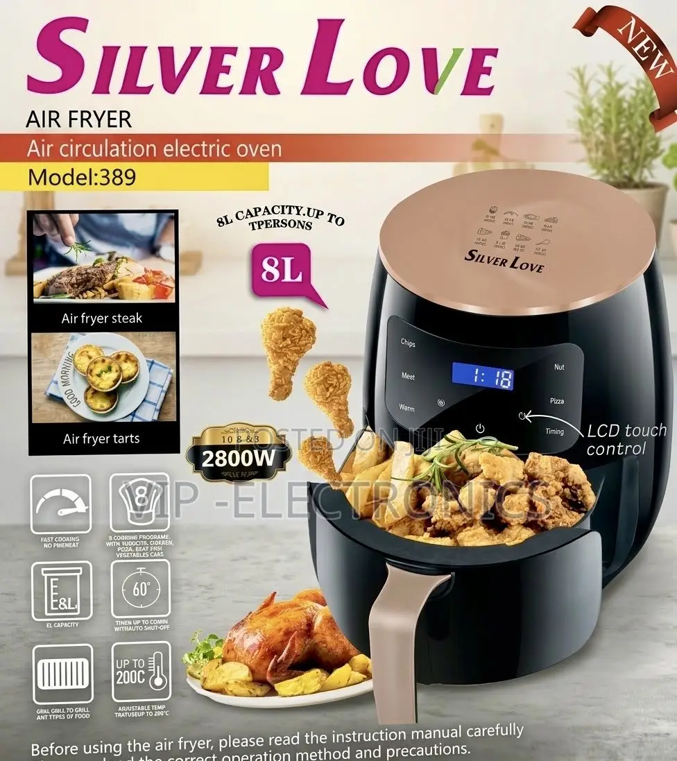 Silver Love 8L Air Fryer Electric Oven (2800W) – Touchscreen