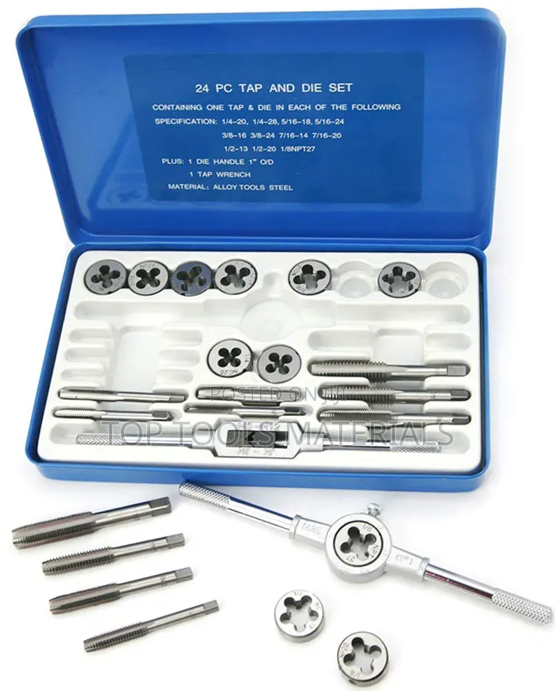 24-Piece Alloy Tool Steel Tap and Die Set Used for Cutting