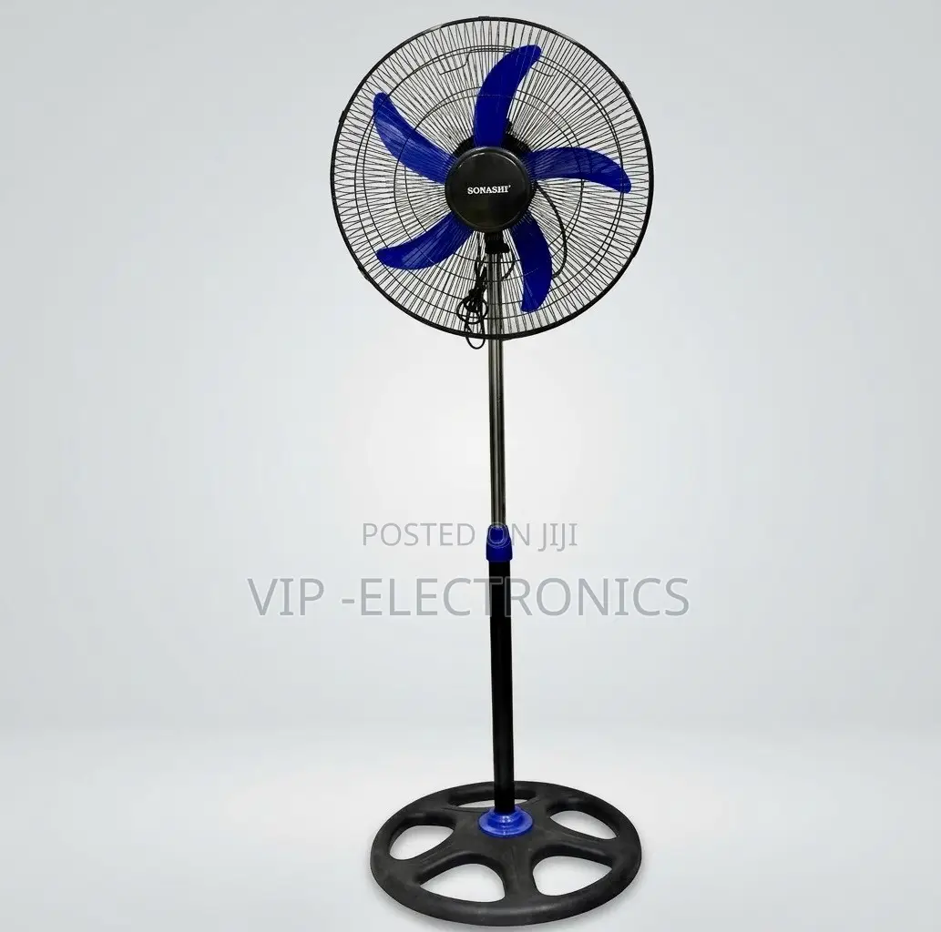 Sonashi Stand Fan With 5 Blue Blades & Heavy-Duty Base