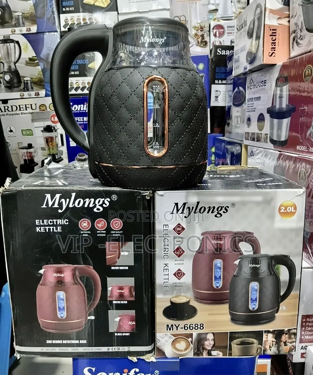Mylongs Electric Kettle Boiler 2.0L – Diamond Design & Fast Boiling