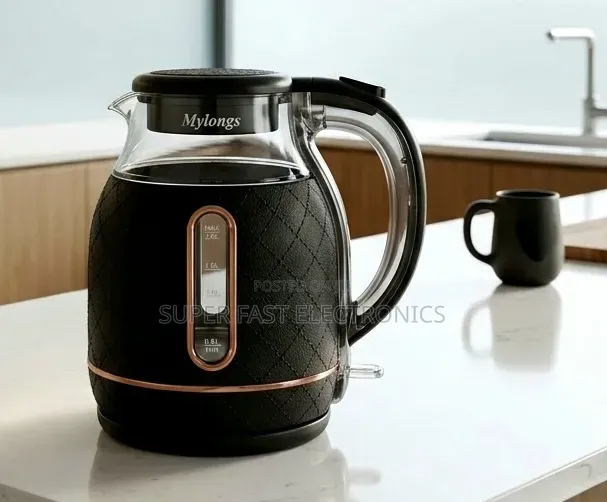 Mylongs Electric Kettle Boiler 2.0L – Black Luxury Design With Water