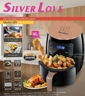  Silver Love Air Fryer 8L Digital 2800W – Big Size, Crispy Food!