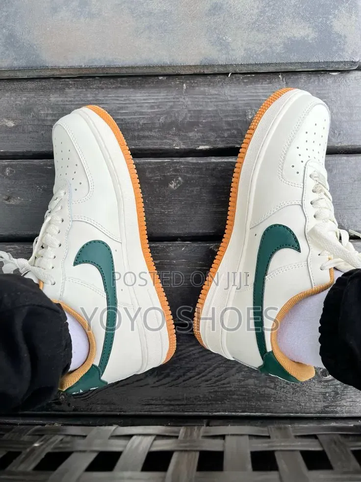 Nike Air Force 1 Low White, Beige Dark Green/Gum Unisex Fashion Shoe