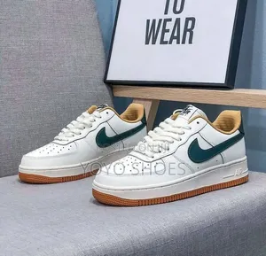 Nike Air Force 1 Low White, Beige Dark Green/Gum Unisex Fashion Shoe