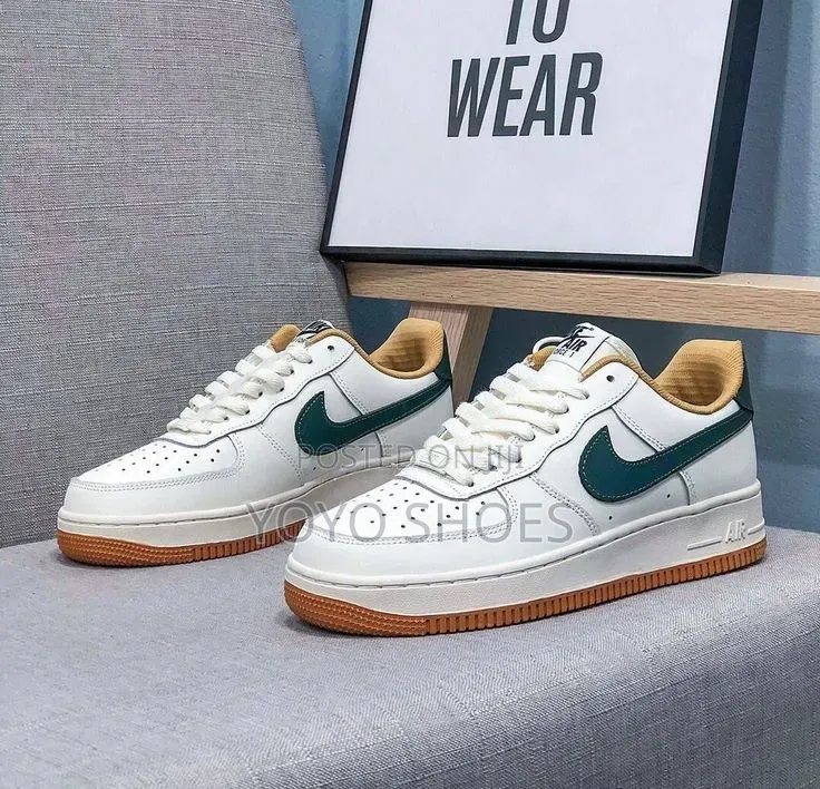 Nike Air Force 1 Low White, Beige Dark Green/Gum Unisex Fashion Shoe