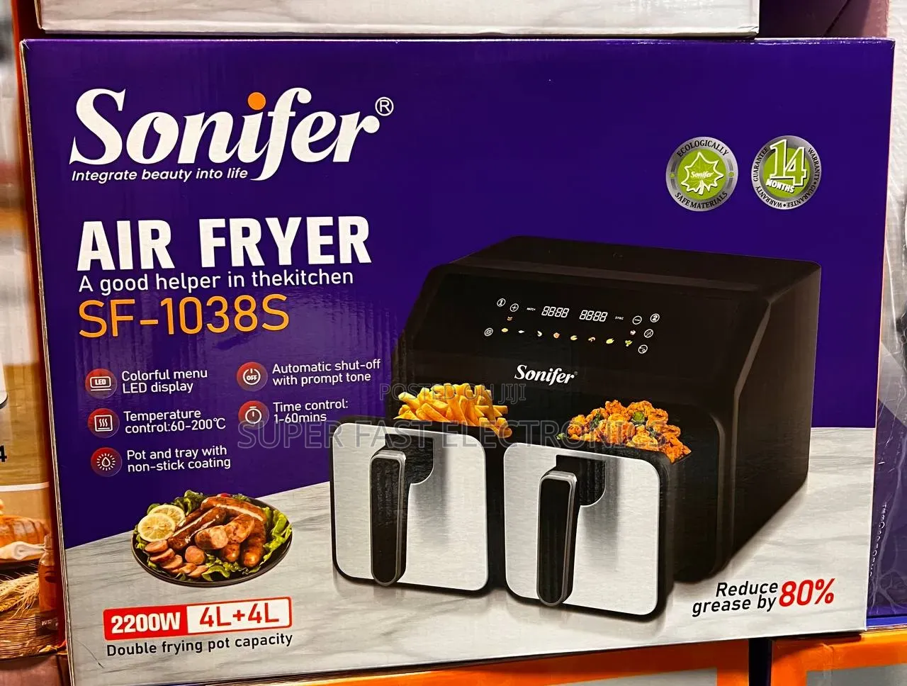 Sonifer Air Fryer Digital Dual Basket – 8L (4L + 4L), 2200W